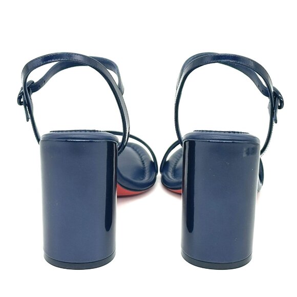 Christian Louboutin MISS JANE SANDAL 85 Patent Leather Heels Shoes Zaffiro - Picture 12 of 16